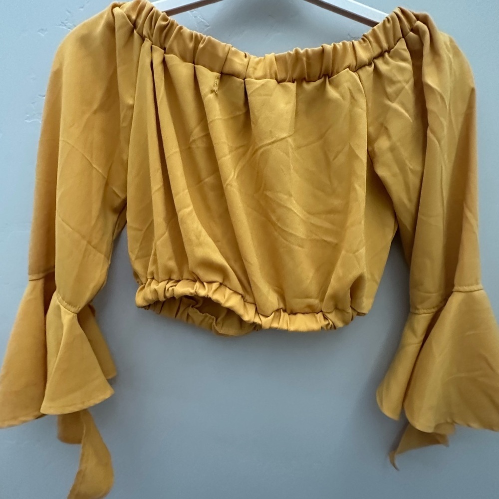 Yellow Off-Shoulder Crop Top